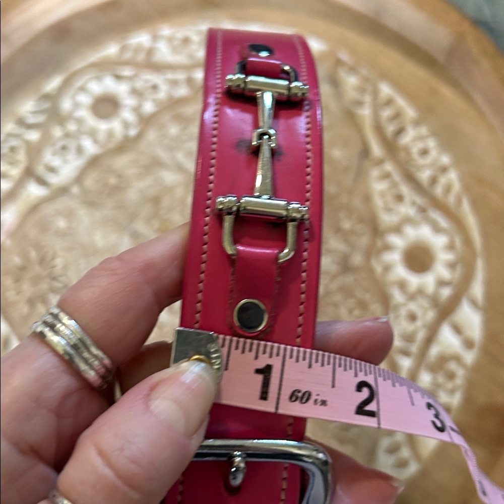 TORY LEATHER CO MADE IN USA LEATHER PINK BELT WITH METAL BITS AND BUCKLE SZ 28 - Picture 10 of 10